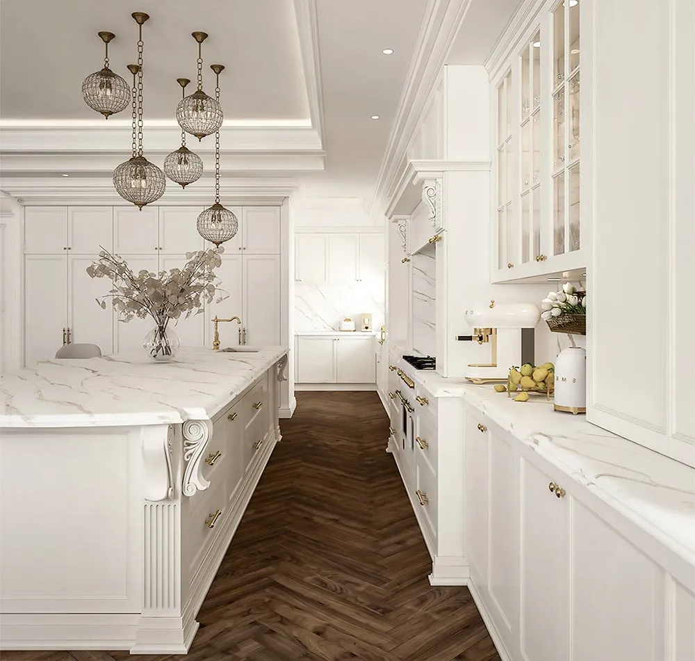 Residential interior with warm finishes and custom joinery