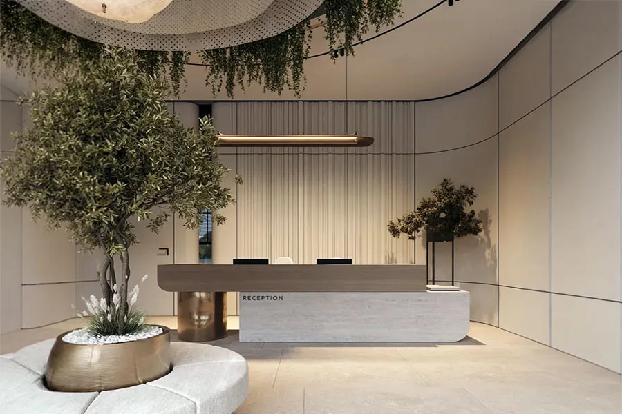 Office interior with workstations and contemporary joinery