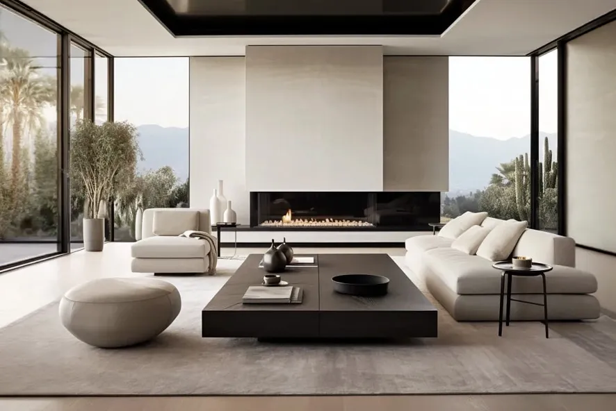 Interior consultation setting with samples and furnishings